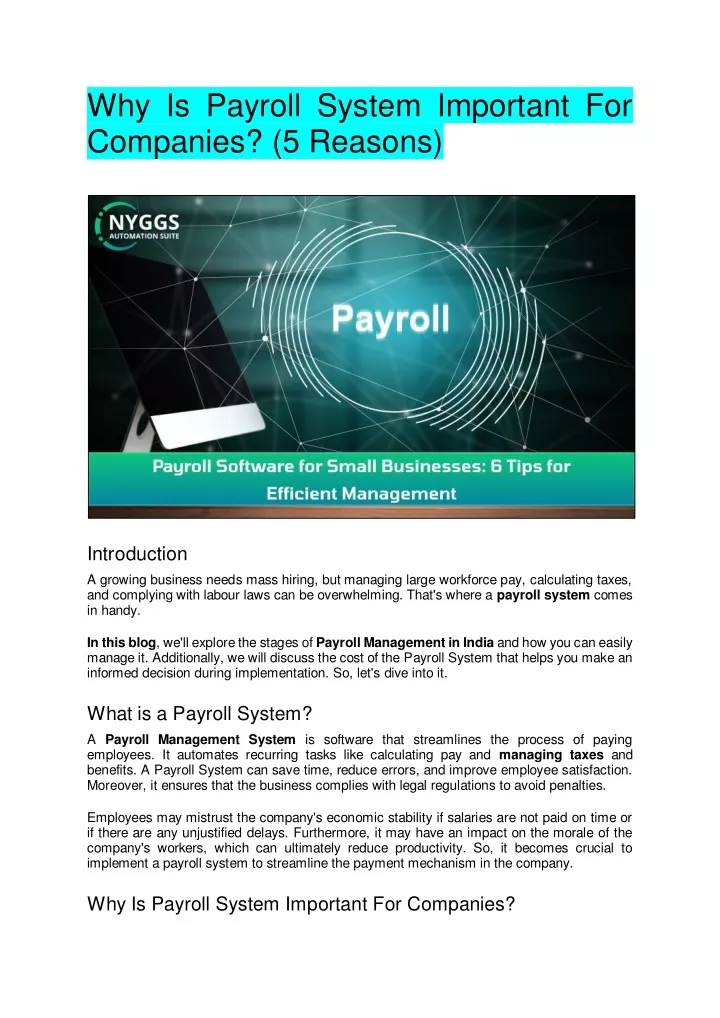 PPT - Top Benefits Of Payroll System Important For Small And Medium ...