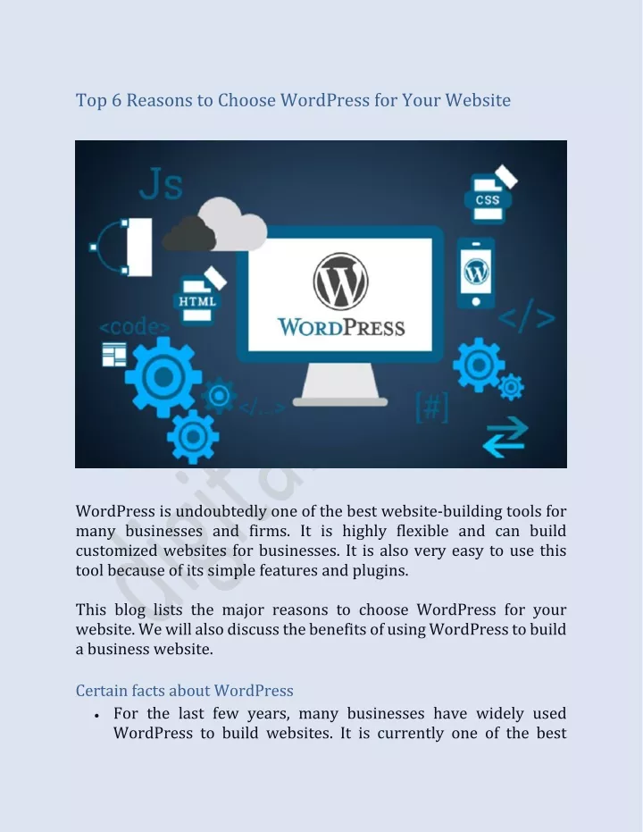 top 6 reasons to choose wordpress for your website