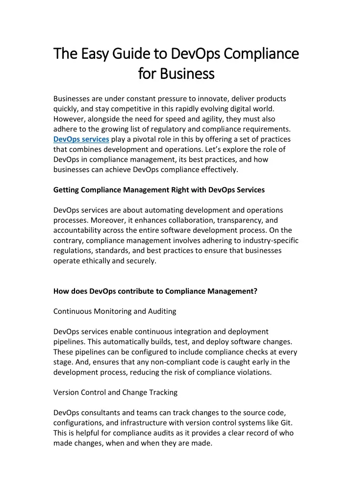 the easy guide to devops compliance the easy