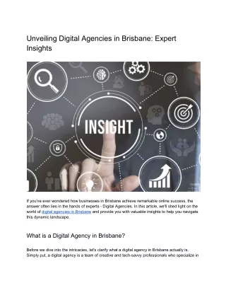 Unveiling Digital Agencies in Brisbane: Expert Insights