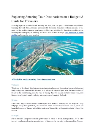 exploring amazing tour destinations on a budget