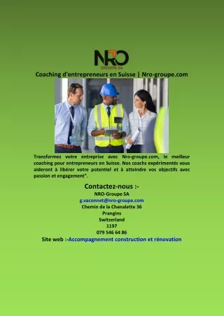 Coaching d'entrepreneurs en Suisse  Nrogroupe com
