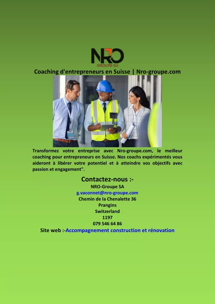 coaching d entrepreneurs en suisse nro groupe com