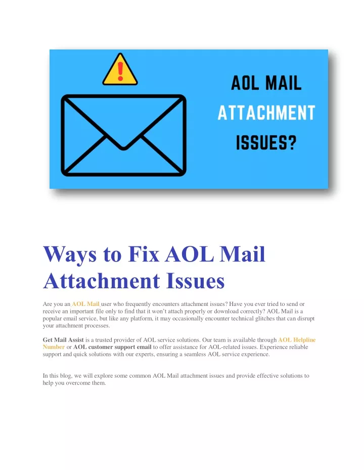 ways to fix aol mail attachment issues