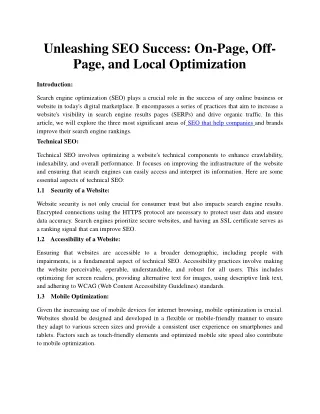 unleashing seo success on page off page and local