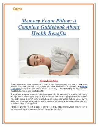 Memory Foam Pillow A Complete Guidebook About Health Benefits
