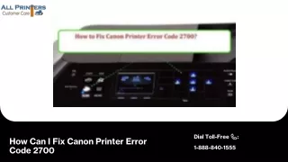 How Can I Fix Canon Printer Error Code 2700