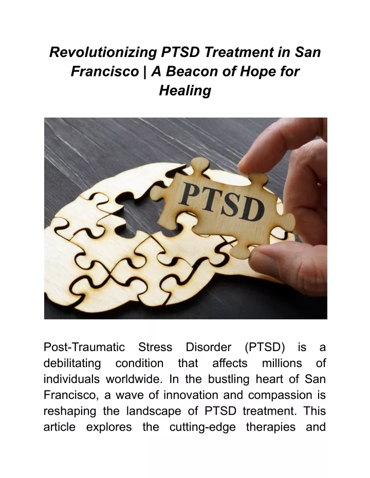 revolutionizing ptsd treatment in san francisco