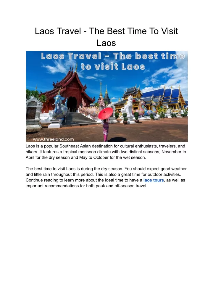 laos travel the best time to visit laos