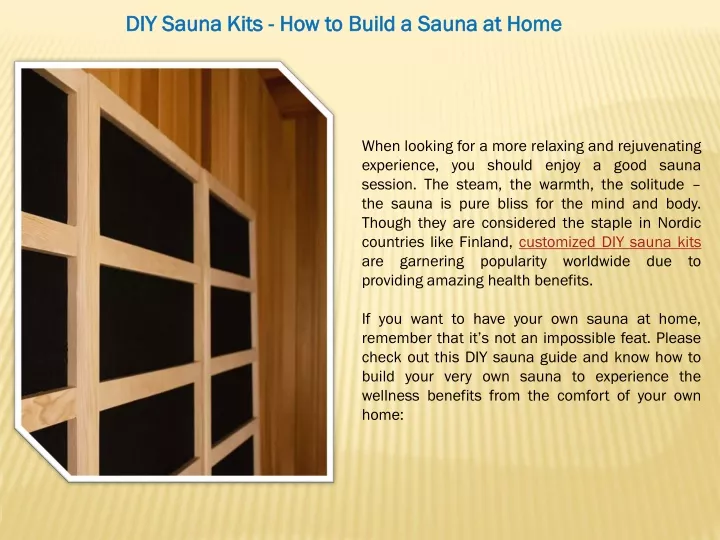 diy sauna kits how to build a sauna at home