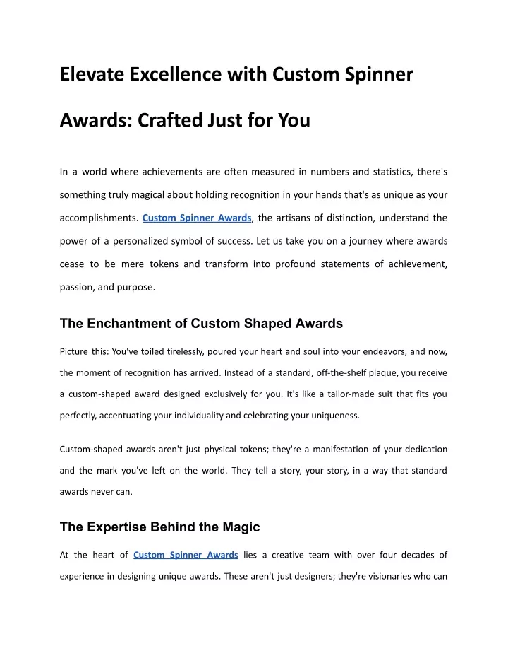 elevate excellence with custom spinner