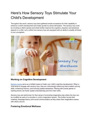 Here's How Sensory Toys Stimulate Your Child's Development