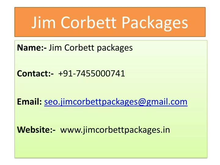 jim corbett packages