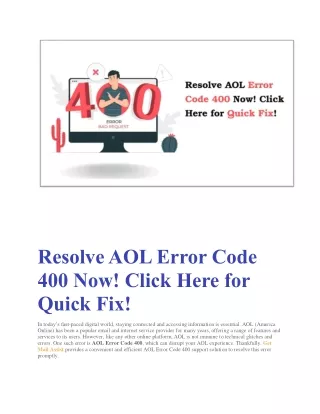 How to Resolve AOL Error Code 400 Now (1)