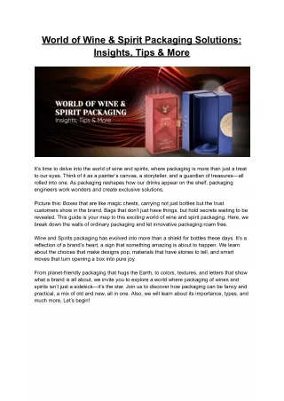 World of Wine & Spirit Packaging Solutions_ Insights, Tips & More