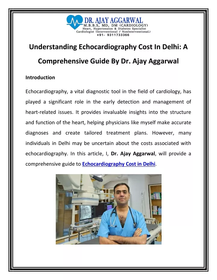 understanding echocardiography cost in delhi a