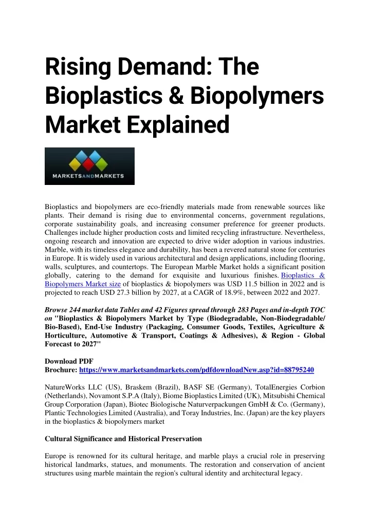rising demand the bioplastics biopolymers market