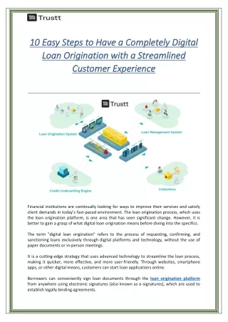Easy Steps to Have a Completely Digital Loan Origination With a Streamlined Customer Experience