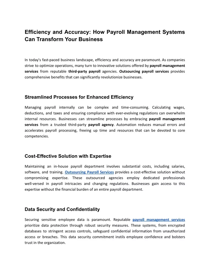 efficiency and accuracy how payroll management
