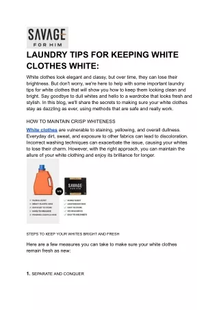 LAUNDRY TIPS FOR KEEPING WHITE CLOTHES WHITE