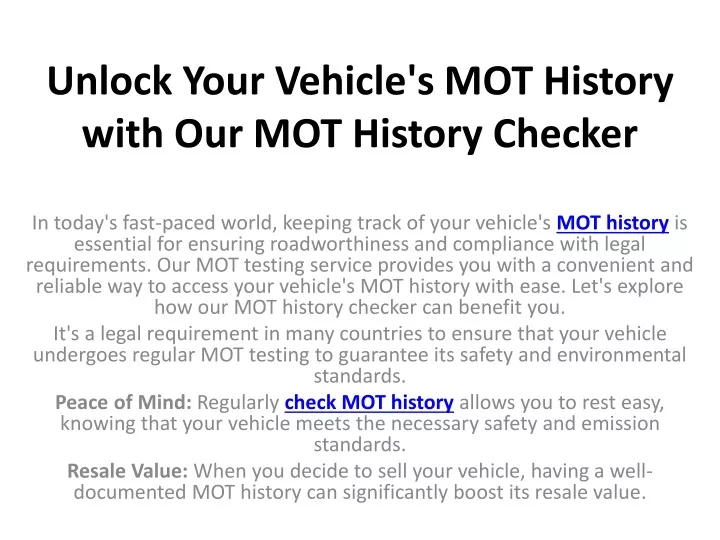 unlock your vehicle s mot history with our mot history checker