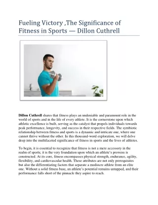 Fueling Victory: The Significance of Fitness in Sports - Dillon Cuthrell