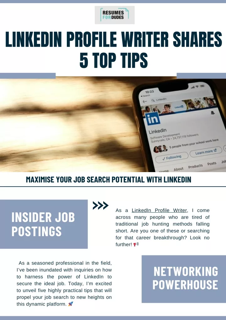 linkedin profile writer shares 5 top tips