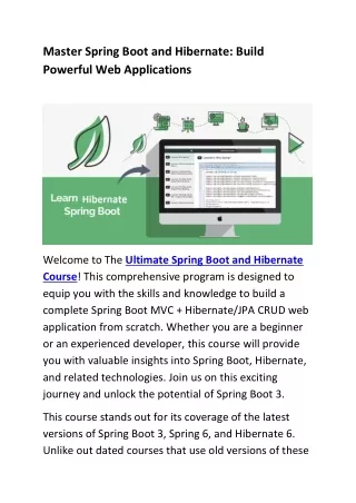 Master Spring Boot and Hibernate Build Powerful Web Applications-Squad Center