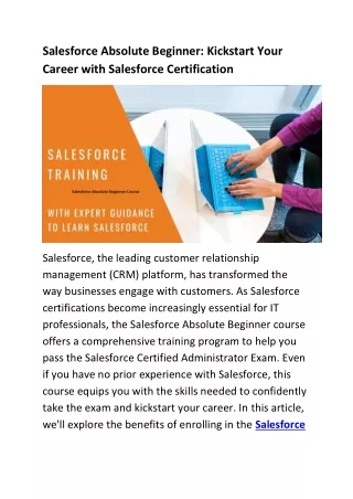 Salesforce Absolute Beginner Kickstart Your Career with Salesforce Certification