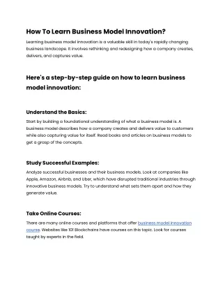 how to learn business model innovation