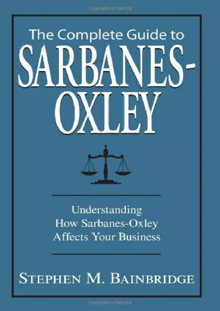 complete guide to sarbanes oxley understanding