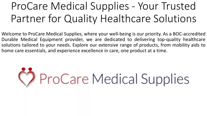 procare medical supplies your trusted partner for quality healthcare solutions