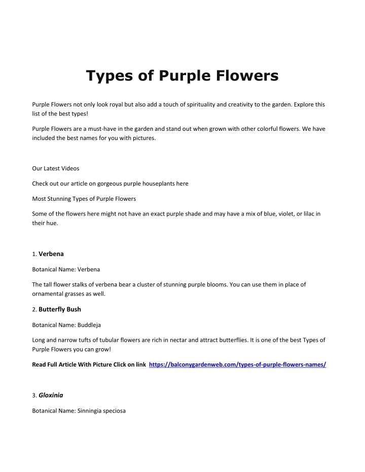 types of purple flowers