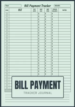 [PDF] READ] Free Bill Payment Tracker Journal: Monthly Bill Checklist to Tr