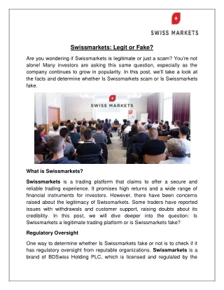 Swissmarkets: Legit or Fake?