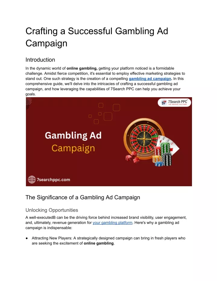 crafting a successful gambling ad campaign