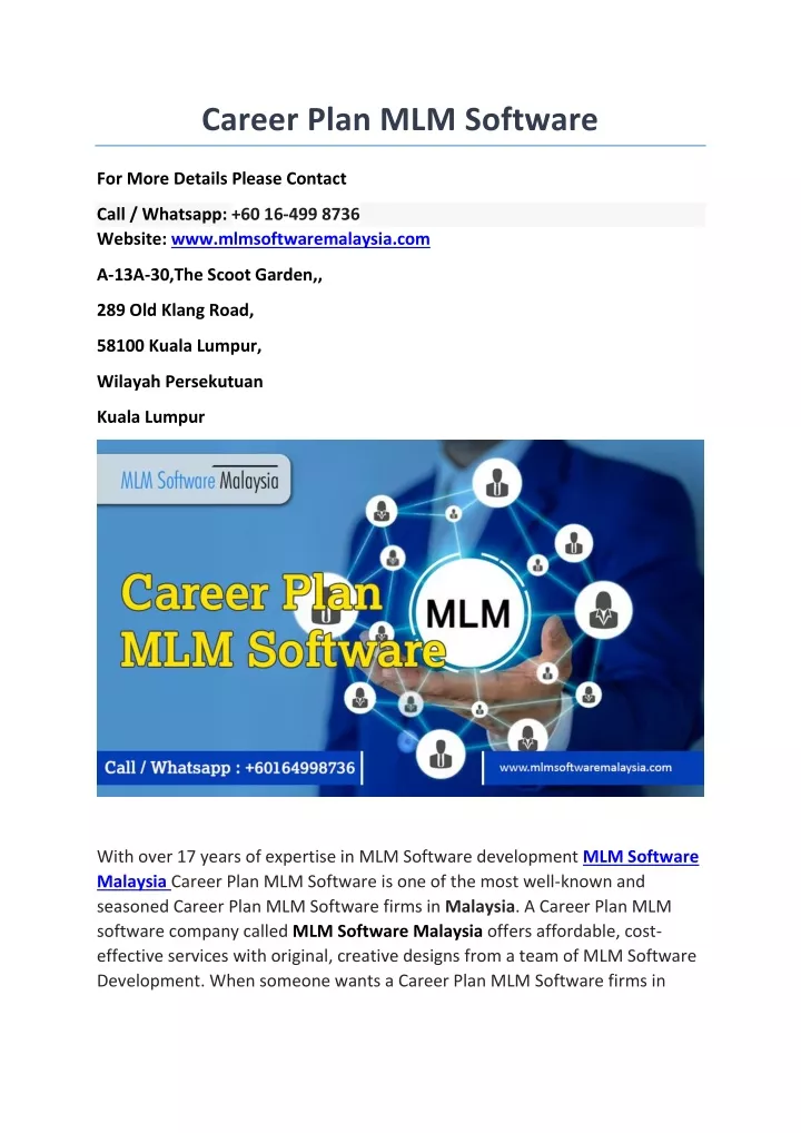 career plan mlm software