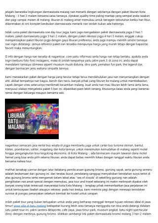 Paket Tamasya Malang Ekonomis: Tour, Liburan, Gathering 2023