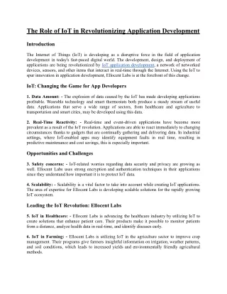 the role of iot in revolutionizing application