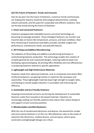 q1 the future of fasteners trends and forecasts