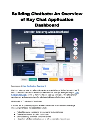 Building Chatbots An Overview of Key Chat Application Dashboard
