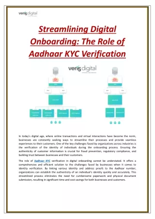 Streamlining Digital Onboarding The Role of Aadhaar KYC Verification