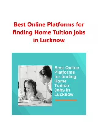 Best online platforms for finding home tuition jobs in Lucknow