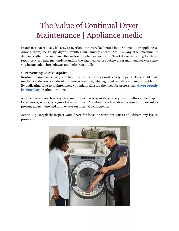 the value of continual dryer maintenance