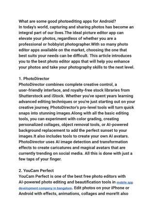 what are some good photoediting apps for android