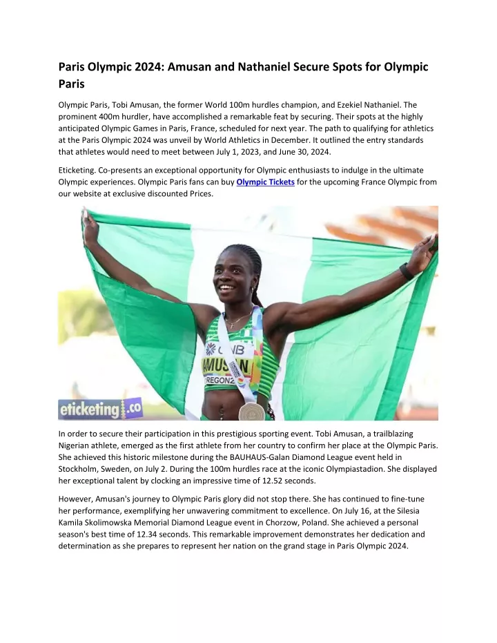 paris olympic 2024 amusan and nathaniel secure