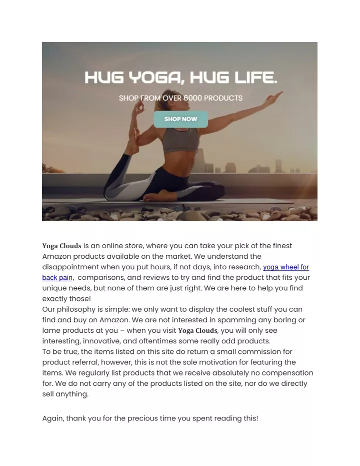 yoga clouds is an online store where you can take