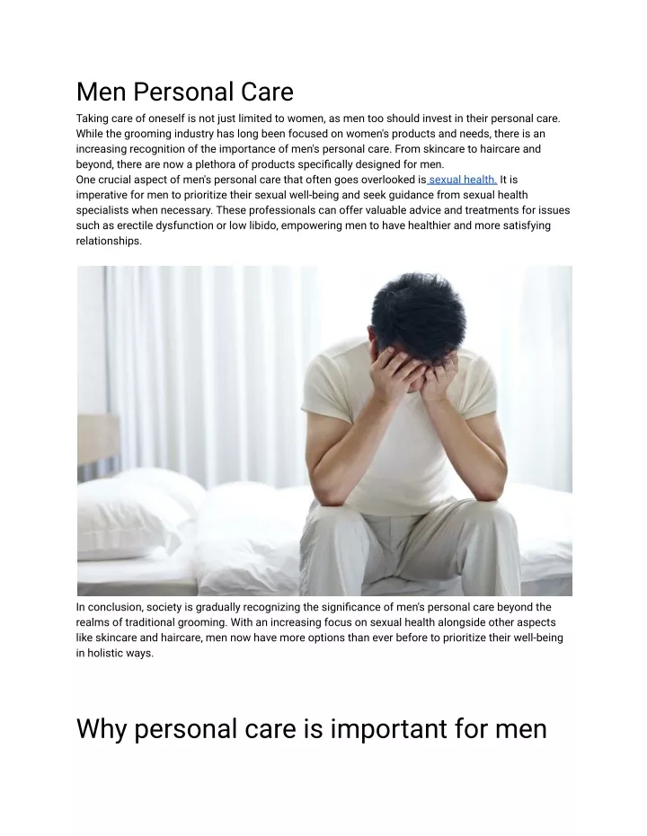men personal care taking care of oneself