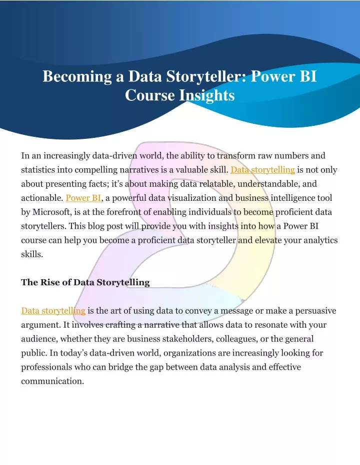 becoming a data storyteller power bi course