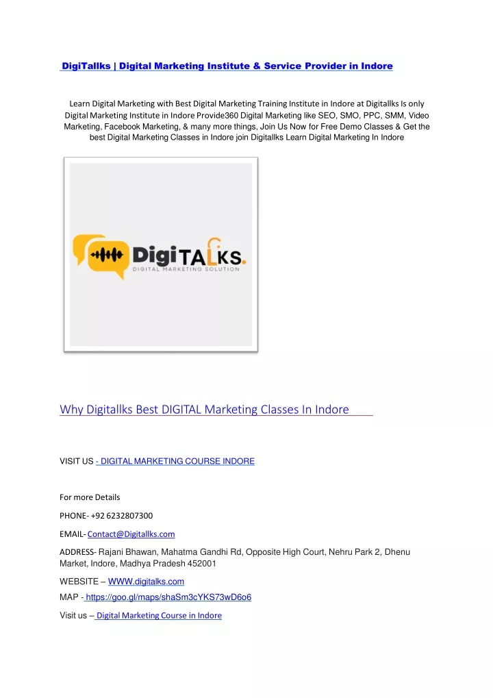 digitallks digital marketing institute service